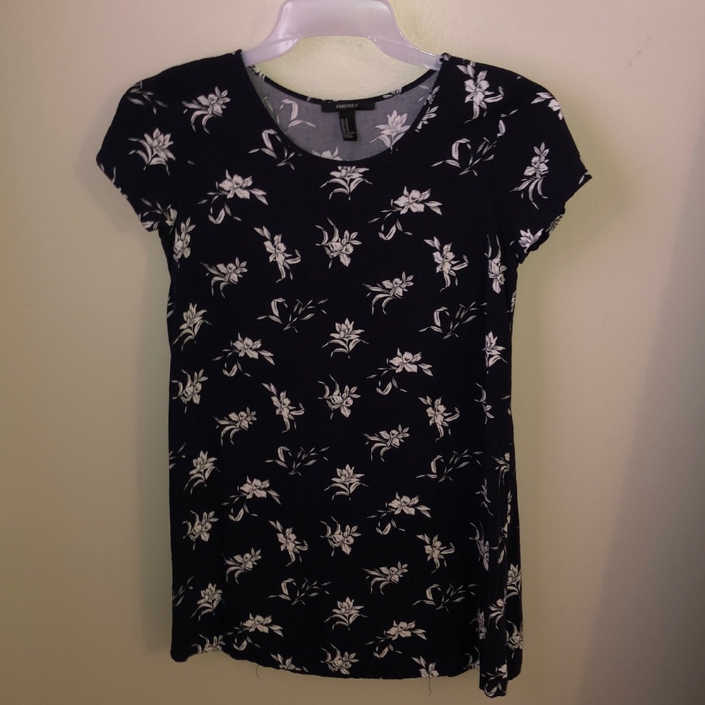 Navy and white floral dress